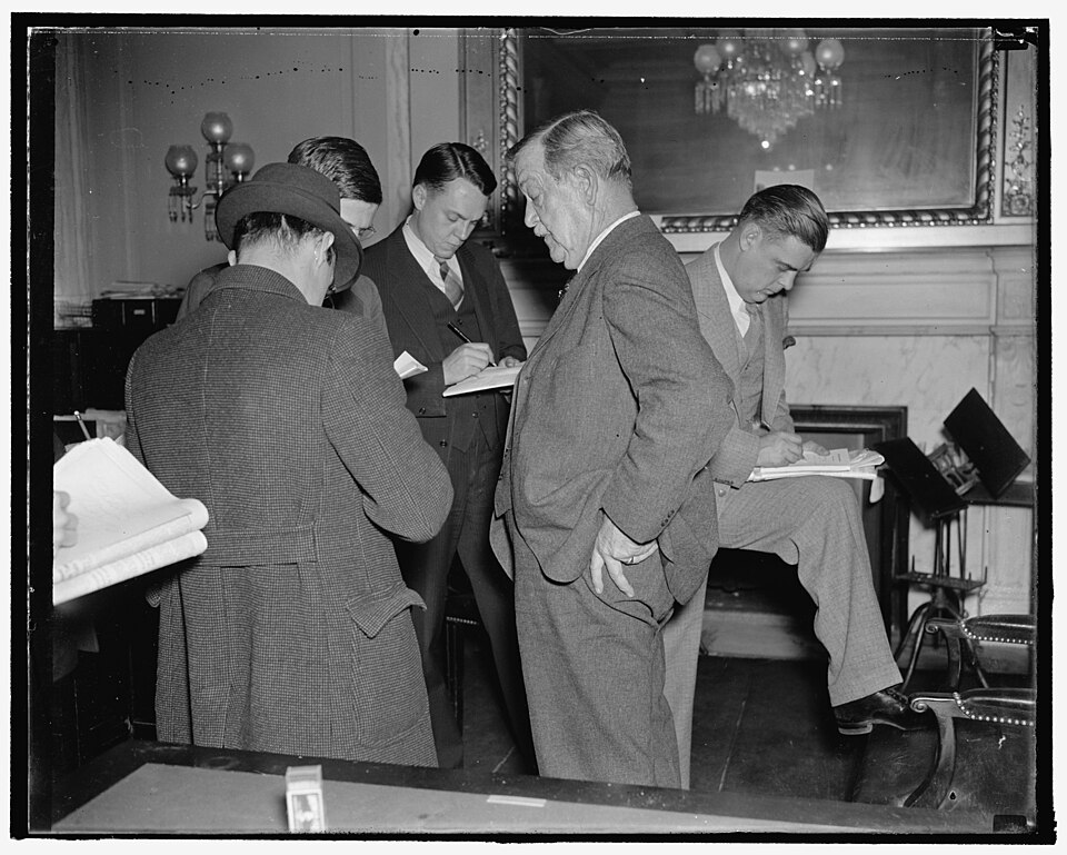 Holds Press Conference — Chairman of senate Agriculture committee holds press conference. Washington, D.C., Nov. 16. Chairman Ellison D. Smith of the Senate Agriculture Committee talks to reporters following a LCCN2016872611
