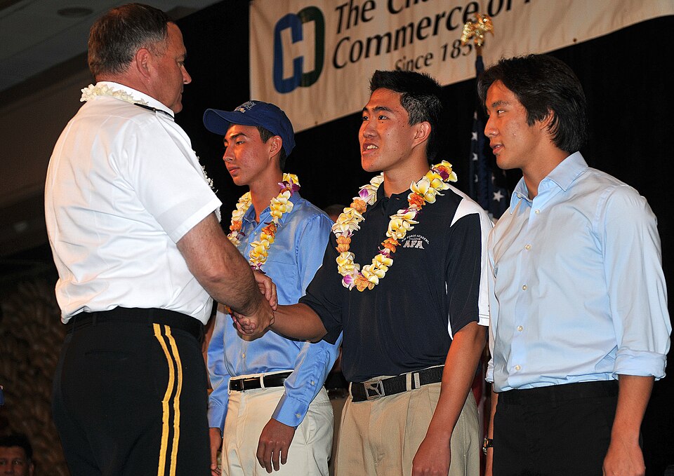 Army Pacific Commander — U.S. Army Pacific commander congratulates future military academy cadets 120510-A-YK011-003