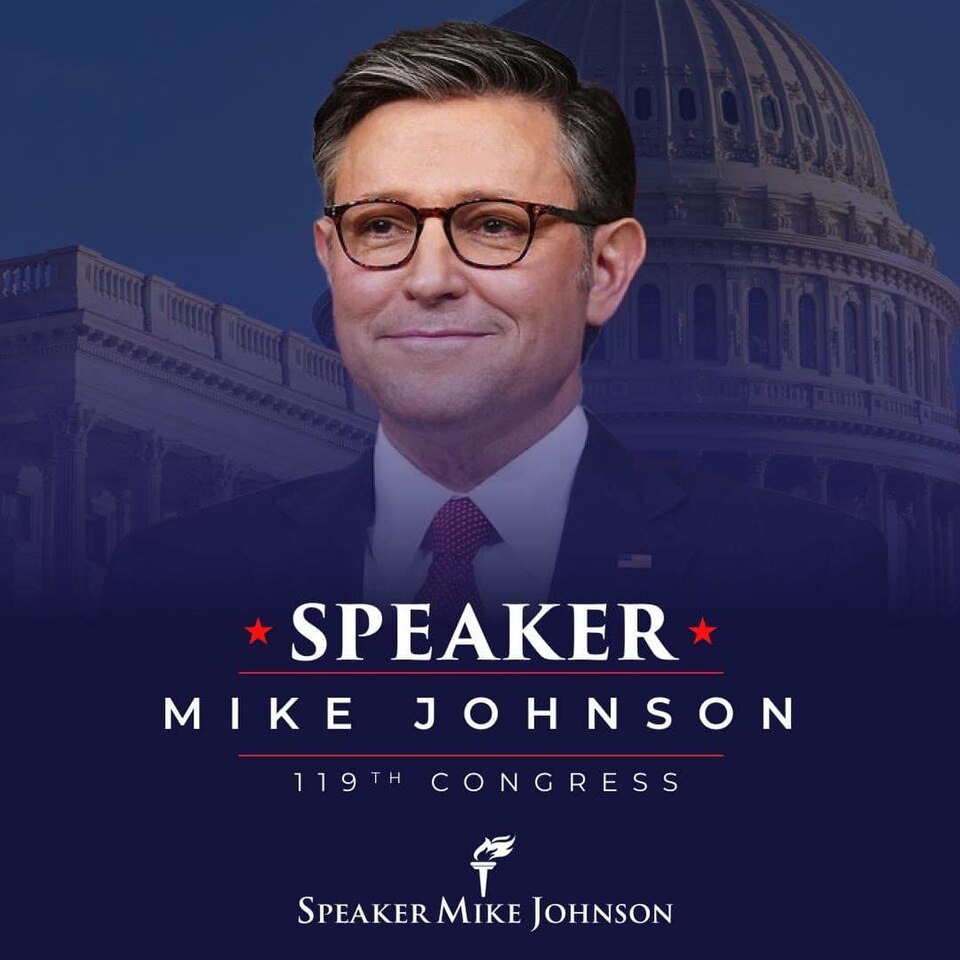 Speaker Mike Johnson — Mike Johnson re-elected Speaker 119th Congress banner